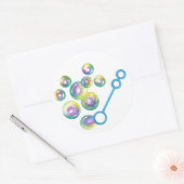 Bubble Wand Blue Ronde Sticker (Envelop)