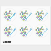 Bubble Wand Blue Ronde Sticker (Vel)