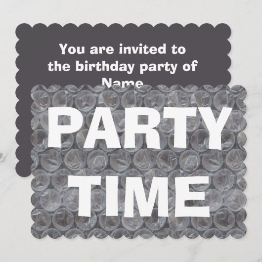 Bubble wrap verjaardagsuitnodiging kaart (Voorkant / Achterkant)