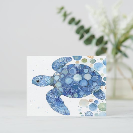 bubble Zee turtle Briefkaart (Staand voorkant)