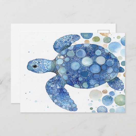 bubble Zee turtle Briefkaart (Voorkant / Achterkant)