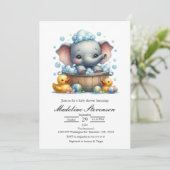 Bubblebad Elefant Thema Babyshower Uitnodiging (Staand voorkant)