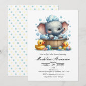 Bubblebad Elefant Thema Babyshower Uitnodiging (Voorkant / Achterkant)