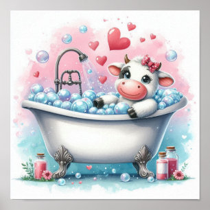 Bubblebadku Cow Poster
