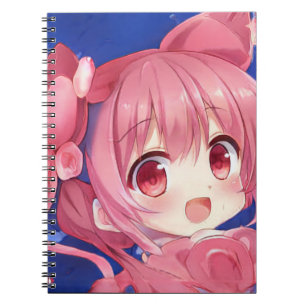 Bubblegum aardbei roos chibi anime meisje manga  notitieboek