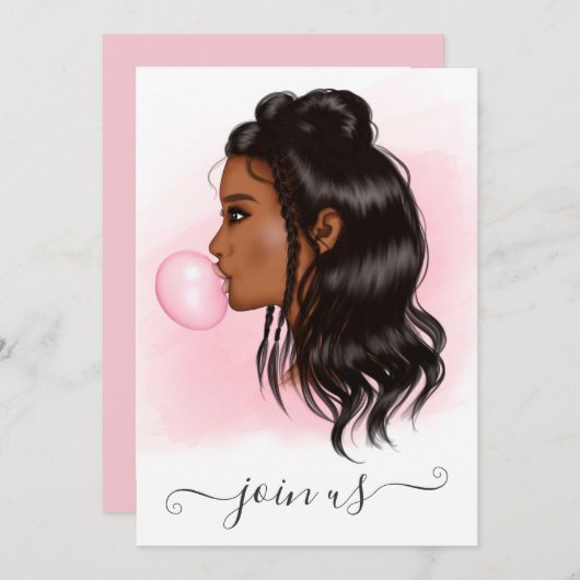 Bubblegum African American Bachelorette Party Kaart (Voorkant / Achterkant)