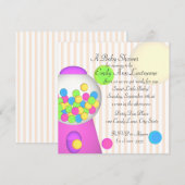 Bubblegum-Baby shower Kaart (Voorkant / Achterkant)