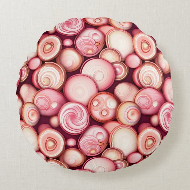 Bubblegum-bellen Rond Kussen (Voorkant)