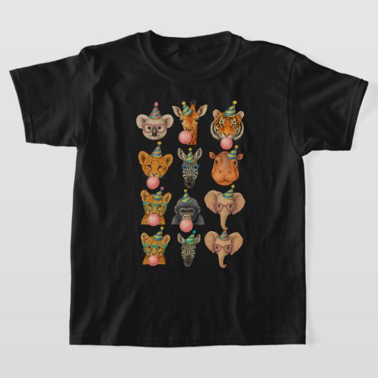 Bubblegum Blowing Zoo Animals | Birthday Squad T-shirt (Laagn)