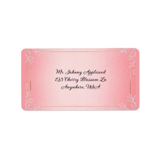 Bubblegum Blush Bruiloft  Etiket (Voorkant)