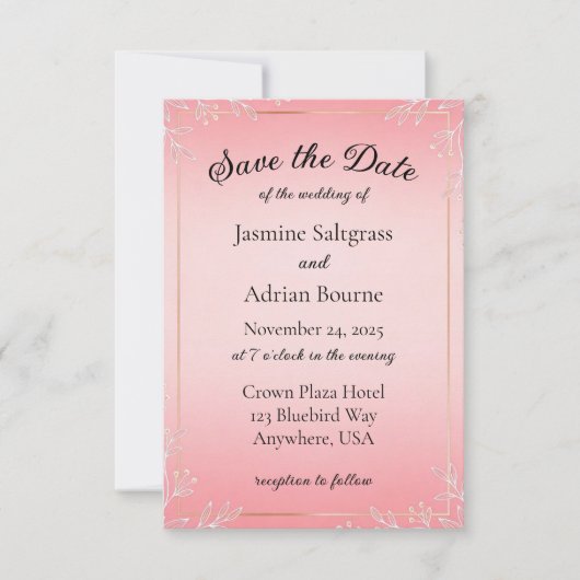 Bubblegum Blush Bruiloft Save The Date (Voorkant)