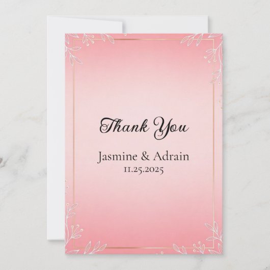 Bubblegum Blush Wedding Bedankkaart (Voorkant)