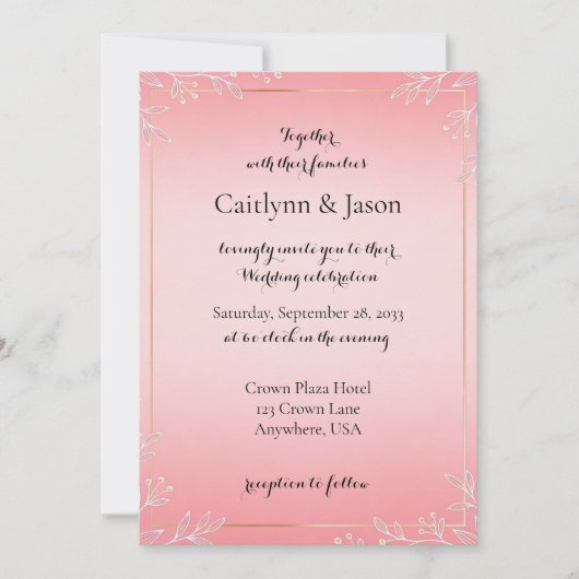 Bubblegum Blush Wedding Invitations Kaart (Voorkant)
