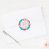 Bubblegum Bubbly Mod Stippen Zomer Bruiloft Sticke Ronde Sticker (Envelop)