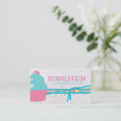 Bubblegum Cupcake Visitekaartjes (Staand voorkant)