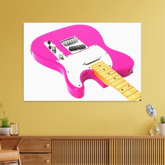 BUBBLEGUM ELEKTRISCHE GITAAR 32x48 Canvas Afdruk (Insitu (Woonkamer))