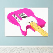 BUBBLEGUM ELEKTRISCHE GITAAR 32x48 Canvas Afdruk (Insitu (Houten vloer))