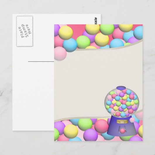 Bubblegum Gumballs en Machine Briefkaart (Voorkant / Achterkant)