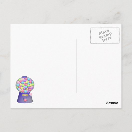 Bubblegum Gumballs en Machine Briefkaart (Achterkant)