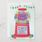 Bubblegum Machine Verjaardag snoepjes Uitnodiging (Voorkant)