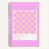 Bubblegum/Peach Modern Checkerboard Notebook Notitieboek (Voorkant)