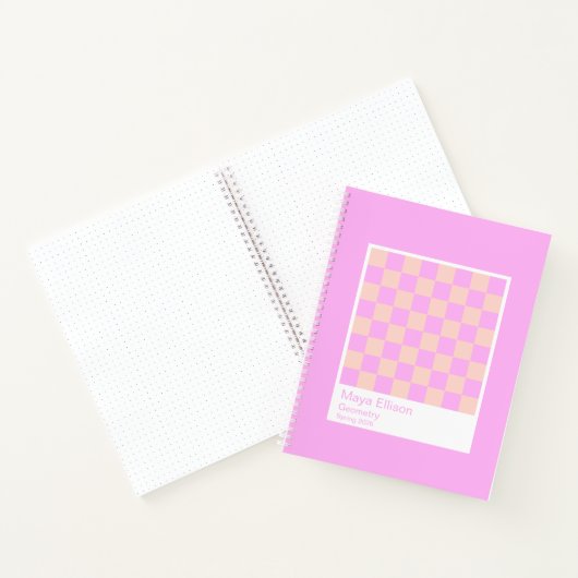 Bubblegum/Peach Modern Checkerboard Notebook Notitieboek (Binnen)