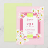 Bubblegum Pink Daisies Lijst Little Miss Birthday Kaart (Voorkant / Achterkant)