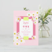 Bubblegum Pink Daisies Lijst Little Miss Birthday Kaart (Staand voorkant)