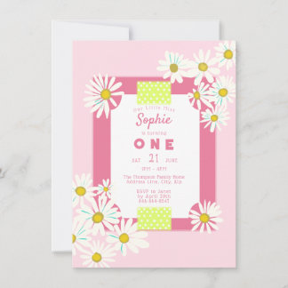 Bubblegum Pink Daisies Lijst Little Miss Birthday Kaart