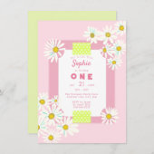Bubblegum Pink Daisies Lijst Little Miss One Bday Kaart (Voorkant / Achterkant)