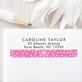 Bubblegum Pink Heart & Stippen Cute Girly Address Etiket