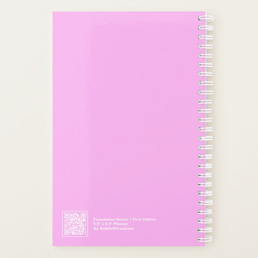 Bubblegum Pink Minimalist Planner (Achterkant)