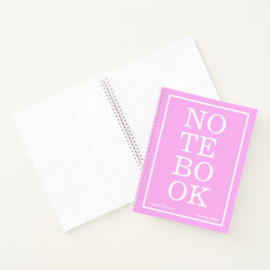 Bubblegum Pink Modern Big "NOTEBOOK" Notebook Notitieboek (Binnen)