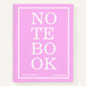 Bubblegum Pink Modern Big "NOTEBOOK" Notebook Notitieboek (Voorkant)