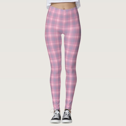 Bubblegum Pink Plaid Leggings (Voorkant)