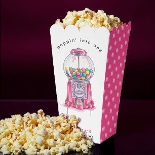 Bubblegum Pink Poppin 'Girl 1st Birthday Party Bedankdoosjes