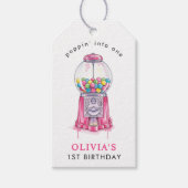 Bubblegum Pink Poppin 'Girl 1st Birthday Party Cadeaulabel (Voorkant)
