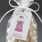 Bubblegum Pink Poppin 'Girl 1st Birthday Party Cadeaulabel