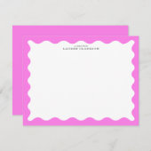 Bubblegum Pink Wavy Frame Note Card Kaart (Voorkant / Achterkant)