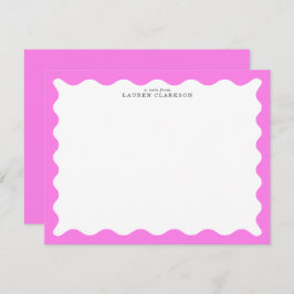 Bubblegum Pink Wavy Frame Note Card Kaart