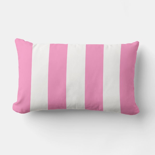 Bubblegum Roze 2 Cabana Strepen Buitenkussen (Voorkant)