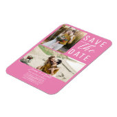 Bubblegum Roze 2 foto's Save the Date Bruiloft Magneet (Linkerzijde)