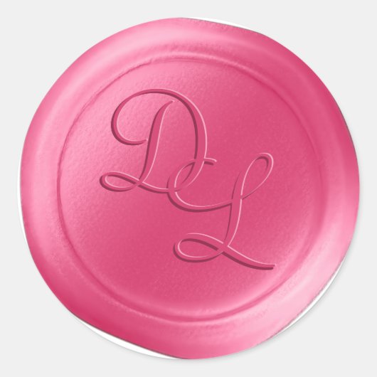 Bubblegum Roze 2 Letter Monogram Wax Seal Stickers (Voorkant)