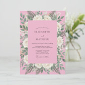 Bubblegum Roze Bloemblad Bruiloft Kaart (Staand voorkant)