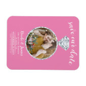 Bubblegum Roze Diamanten Ring Bling Save the Date Magneet (Horizontaal)