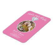 Bubblegum Roze Diamanten Ring Bling Save the Date Magneet (Linkerzijde)