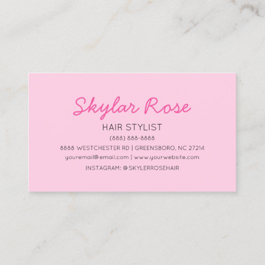 Bubblegum Roze en Hot Roze Girly Cute Visitekaartje (Achterkant)