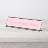 Bubblegum roze en lekkere effen kleur bureau naambordje (Voorkant)
