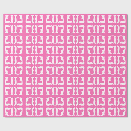 Bubblegum Roze en witte harten Cadeaupapier (Vlak)