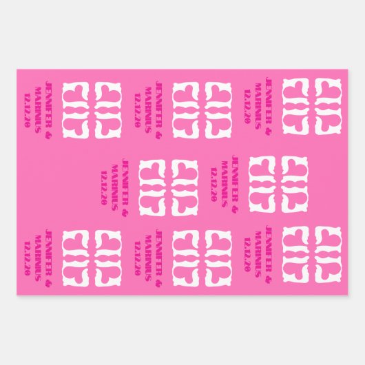 Bubblegum Roze en witte harten Inpakpapier Vel (Voorkant 2)